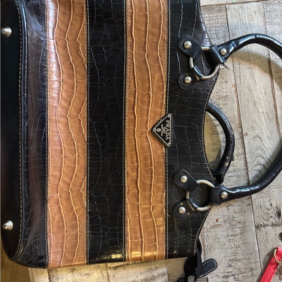 Prada Handbags - Prada Black and Brown Shoulder Bag